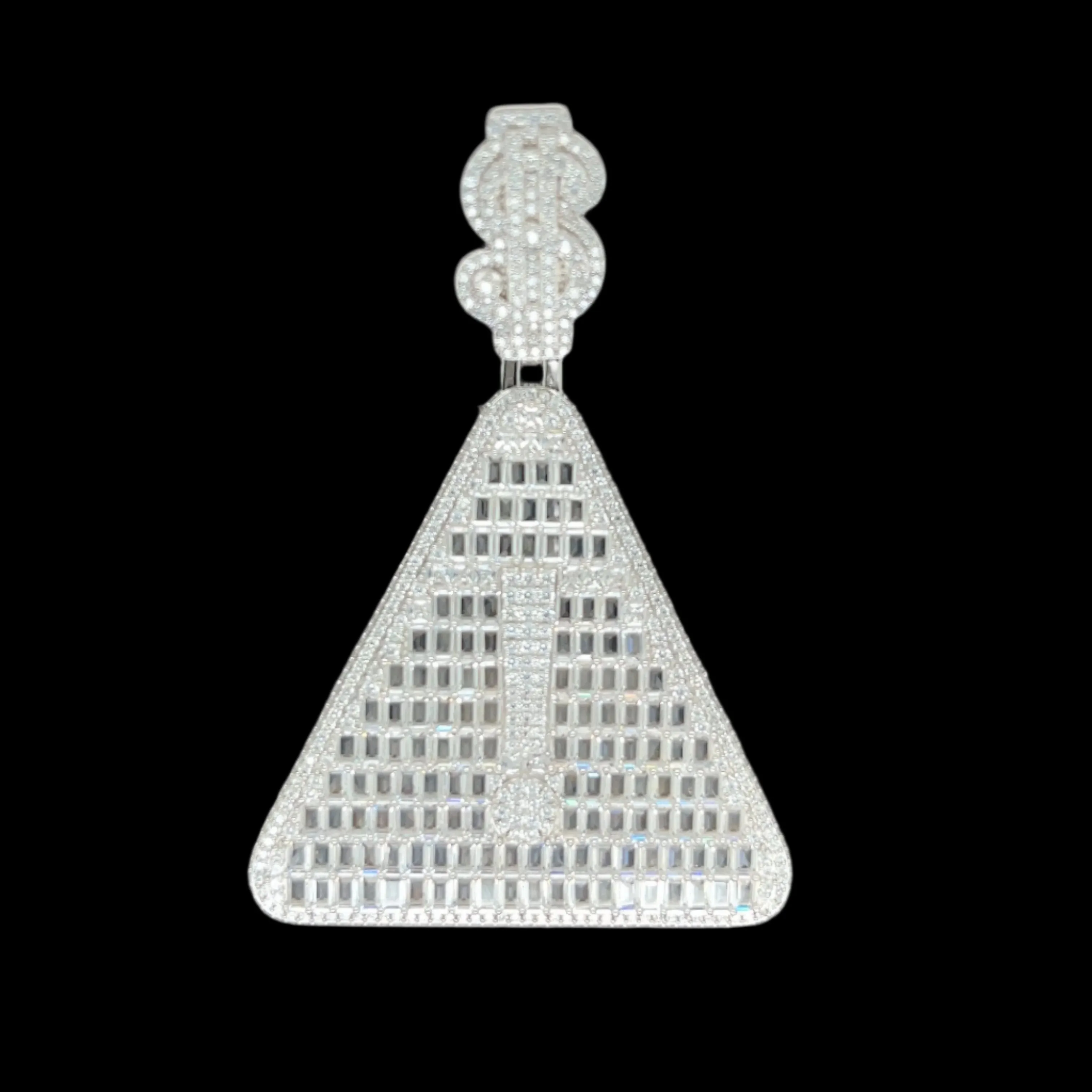 Exclamation Mark ! Baguette & Round lab-created Moissanite Pendant Charm Custom Design
