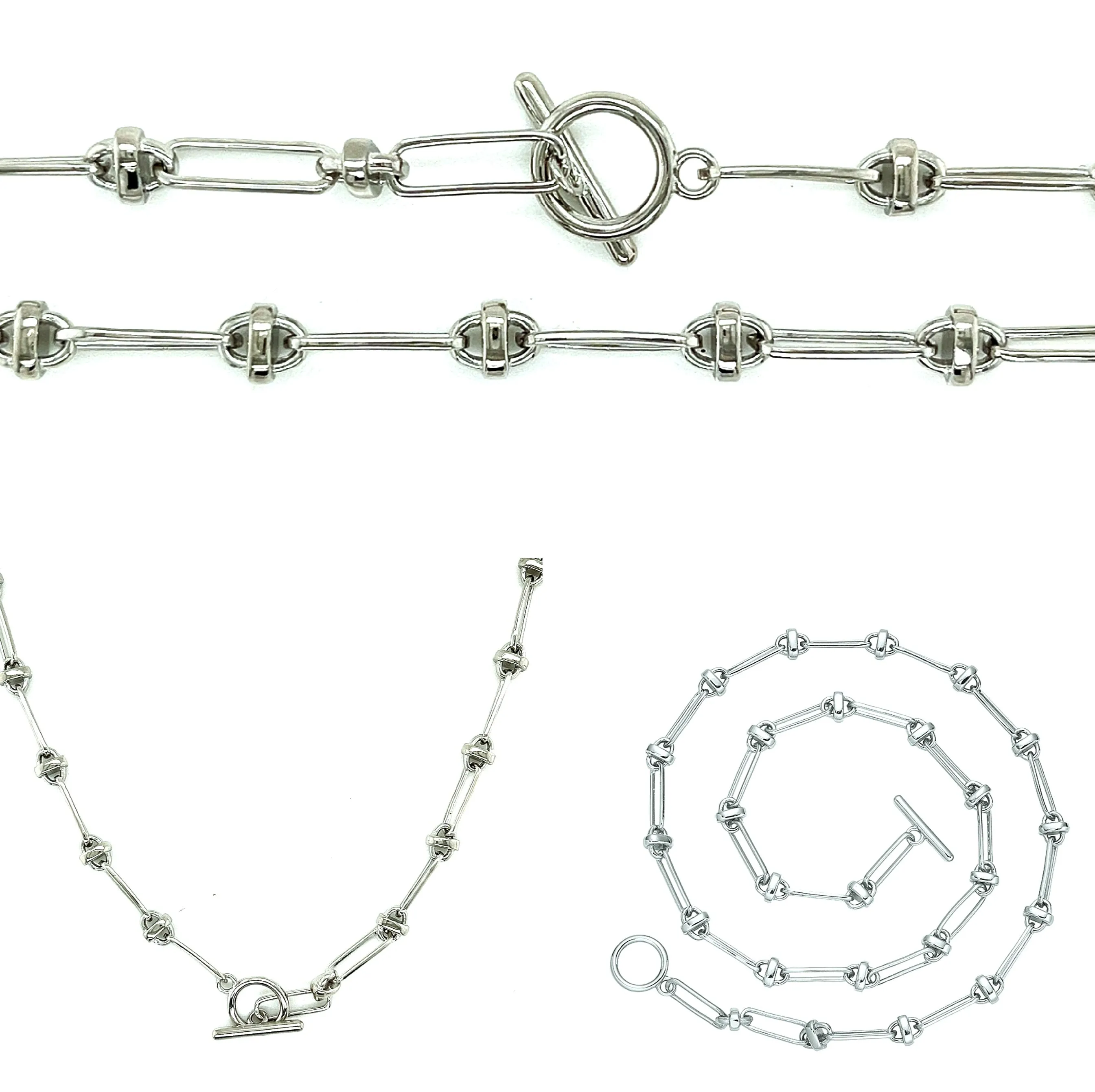 Fancy Oval Link Italiana Sterling Necklace - C503749