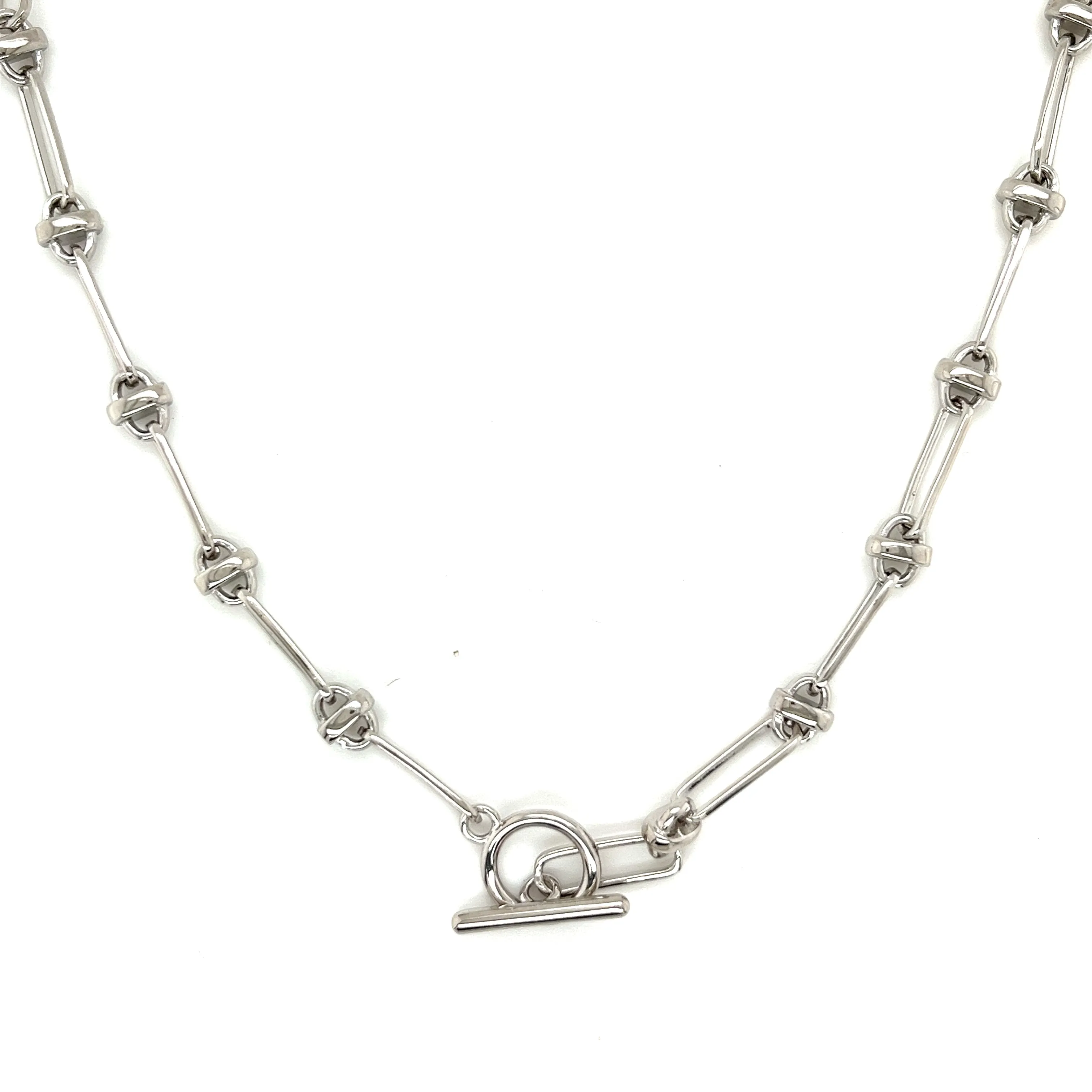 Fancy Oval Link Italiana Sterling Necklace - C503749