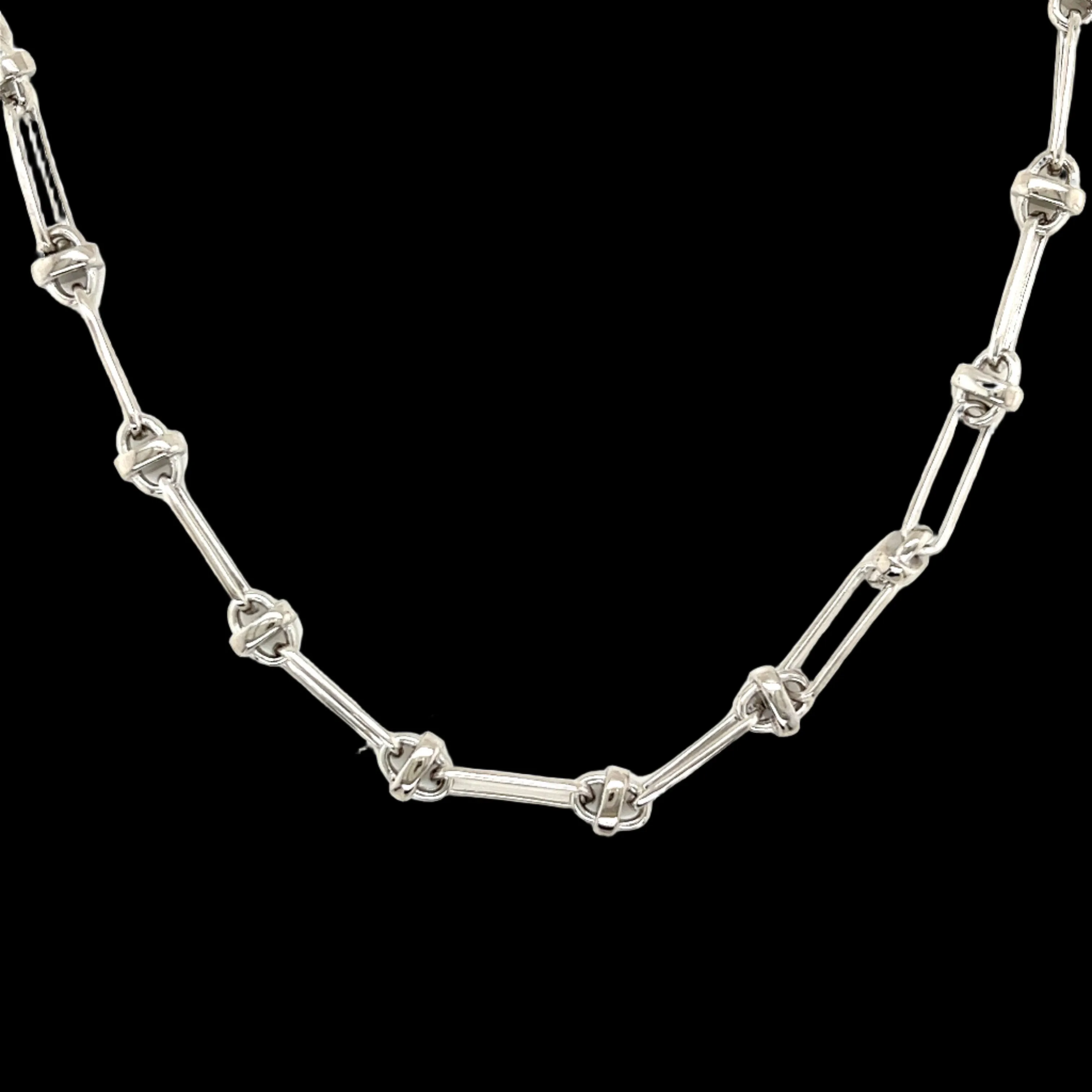 Fancy Oval Link Italiana Sterling Necklace - C503749