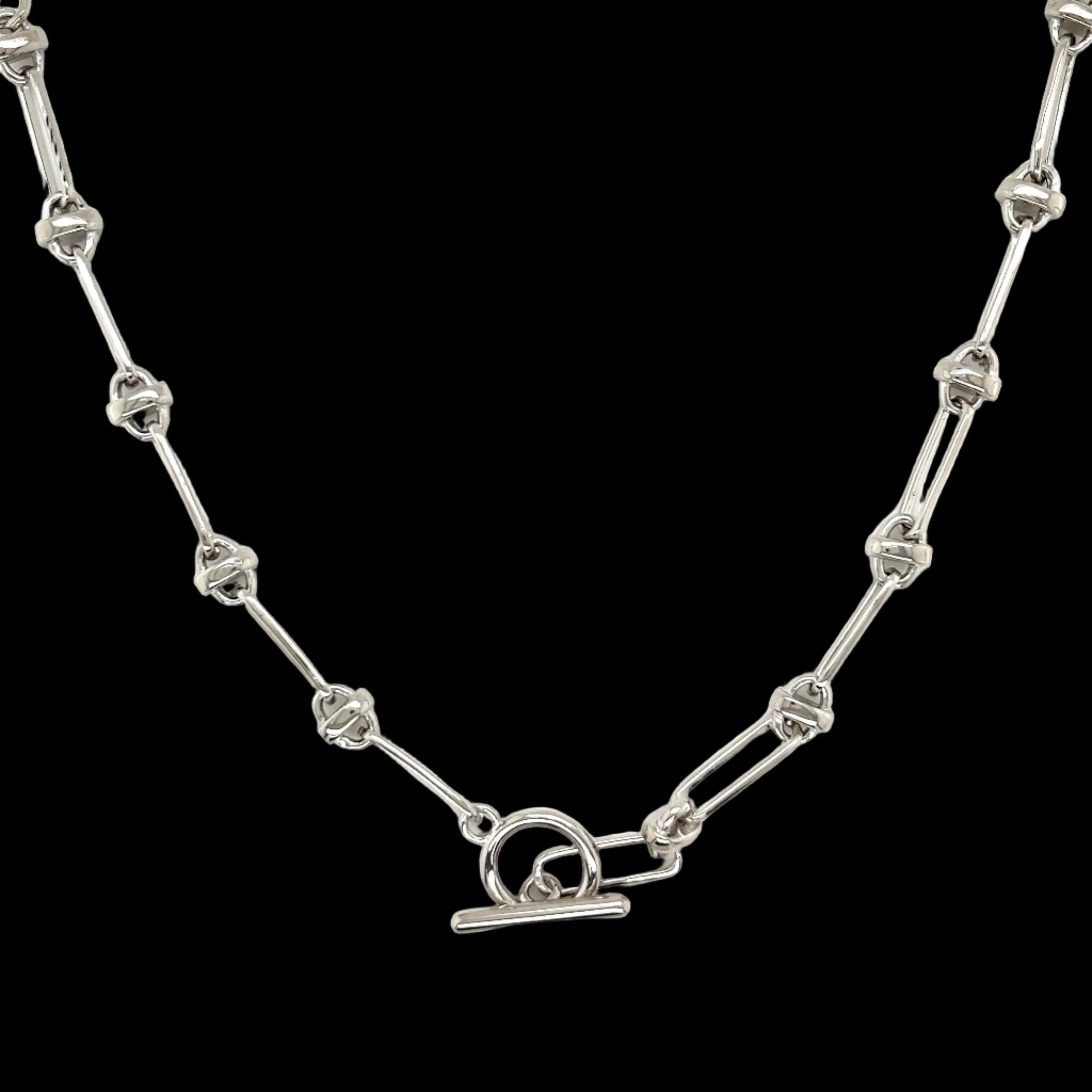 Fancy Oval Link Italiana Sterling Necklace - C503749