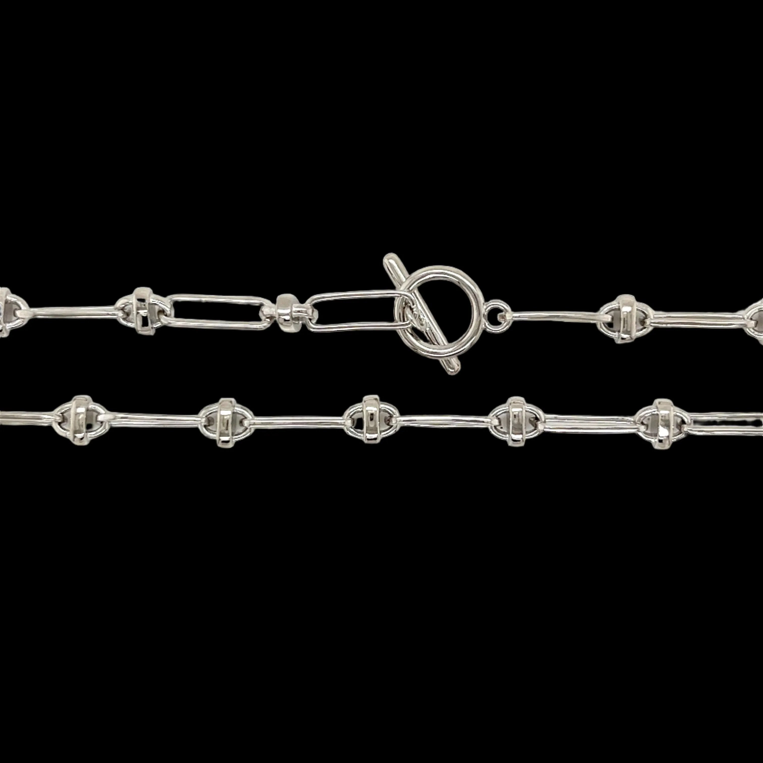 Fancy Oval Link Italiana Sterling Necklace - C503749