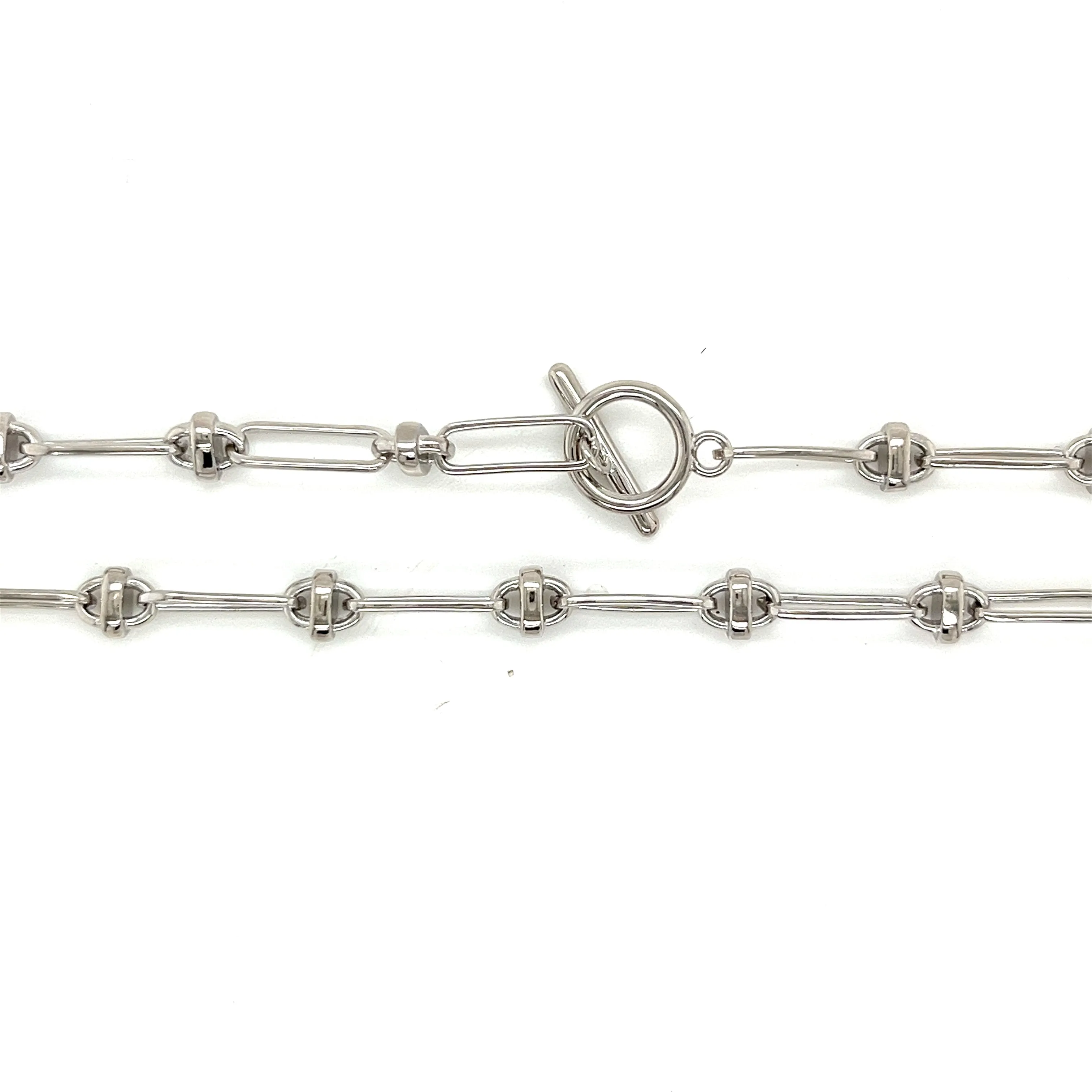 Fancy Oval Link Italiana Sterling Necklace - C503749