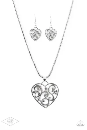 FILIGREE Your Heart with Love Silver Paparazzi Necklace
