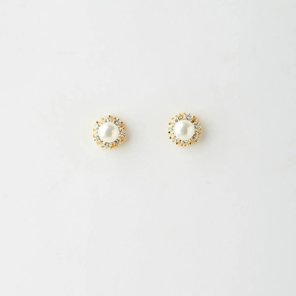 Floral White Pearl Stud Earrings