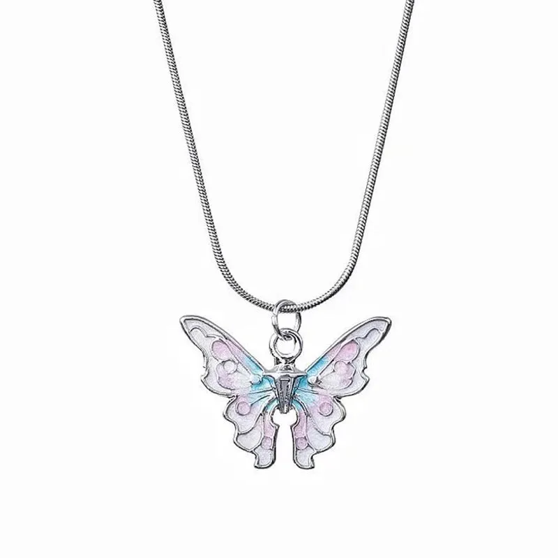 Flower Star Butterfly Pendant Necklaces for Women Vintage Elegant Snake Chains Necklace Y2K Jewelry