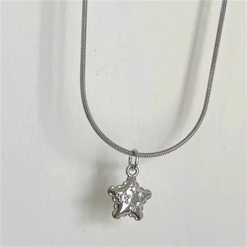 Flower Star Butterfly Pendant Necklaces for Women Vintage Elegant Snake Chains Necklace Y2K Jewelry