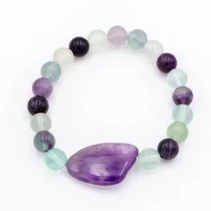 Fluorite Amethyst Chunk Bracelet