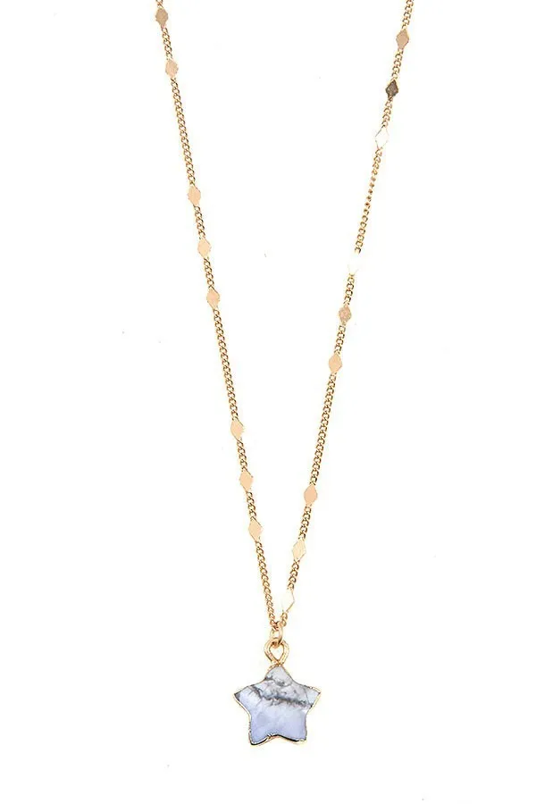 FMN062 White Howlite Heart Necklace