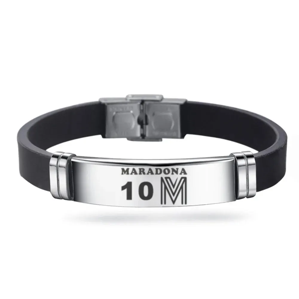 Football Player Bracelet Stainless Steel Engraved Wristband Souvenir Gifts