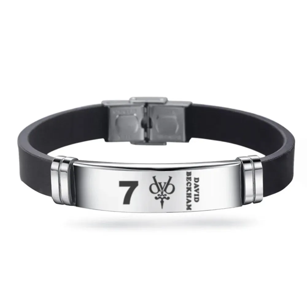 Football Player Bracelet Stainless Steel Engraved Wristband Souvenir Gifts