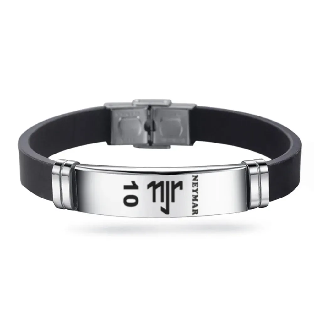 Football Player Bracelet Stainless Steel Engraved Wristband Souvenir Gifts