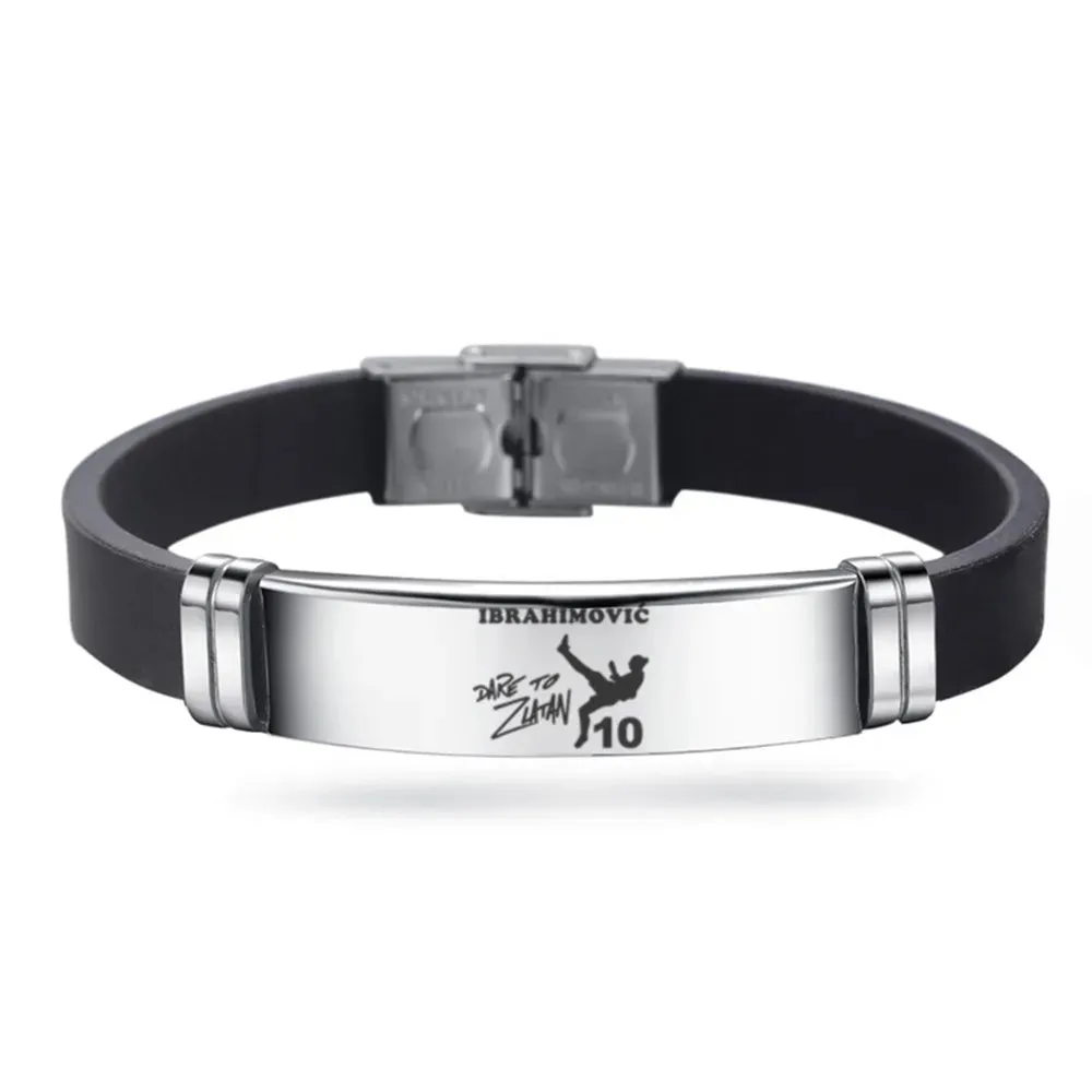 Football Player Bracelet Stainless Steel Engraved Wristband Souvenir Gifts
