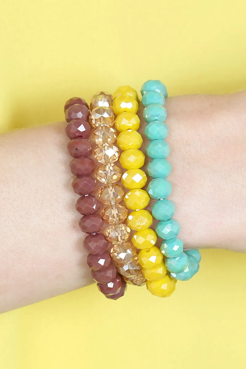 FOUR-LINE GLASS BEADS STRETCH BRACELET