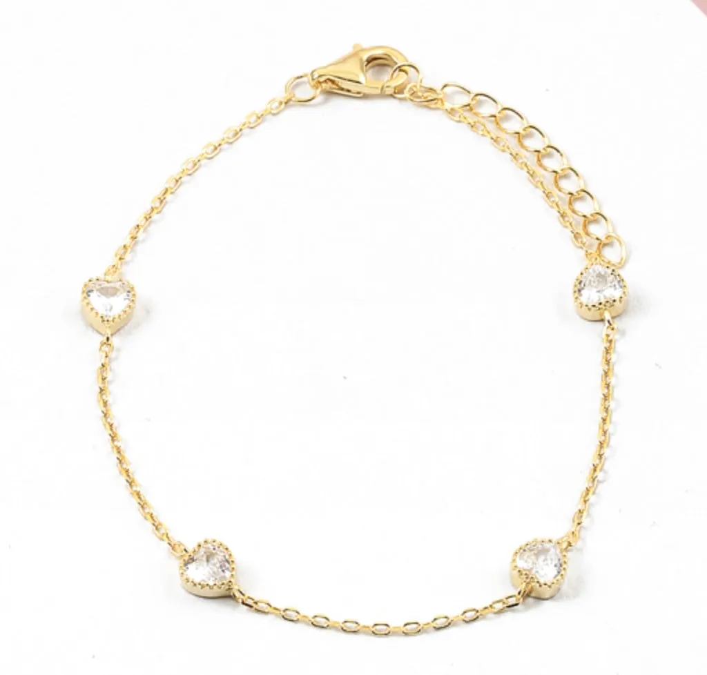 Freya CZ Four Heart Bracelet
