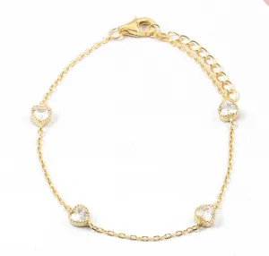 Freya CZ Four Heart Bracelet