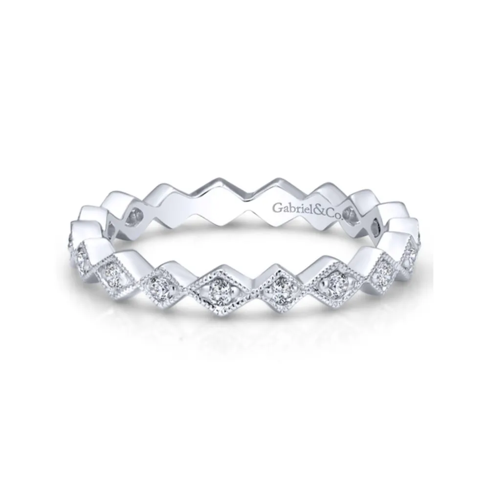 Gabriel & Co 14K White Gold Geometric Diamond Stackable Band