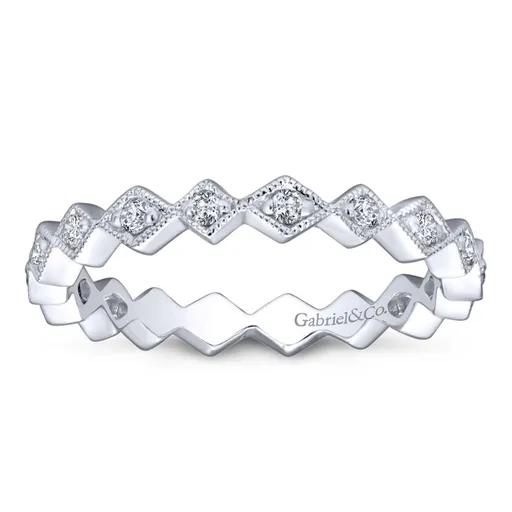 Gabriel & Co 14K White Gold Geometric Diamond Stackable Band