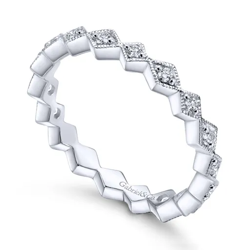 Gabriel & Co 14K White Gold Geometric Diamond Stackable Band