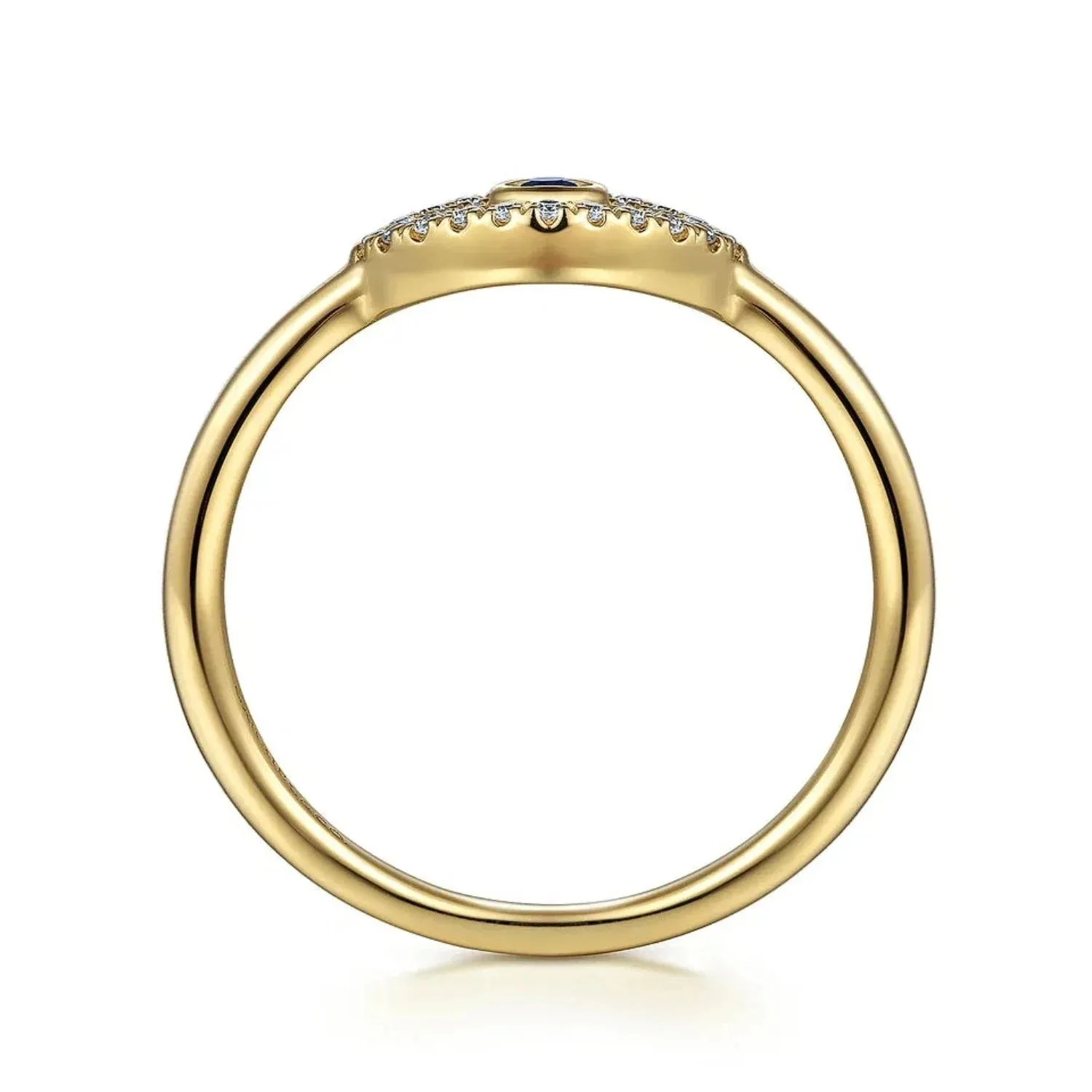 Gabriel & Co. Diamond and Sapphire Evil-Eye Ring with White Enamel