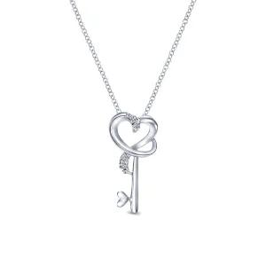 Gabriel & Co Sterling Silver "Key to Her Heart" Diamond Pendant