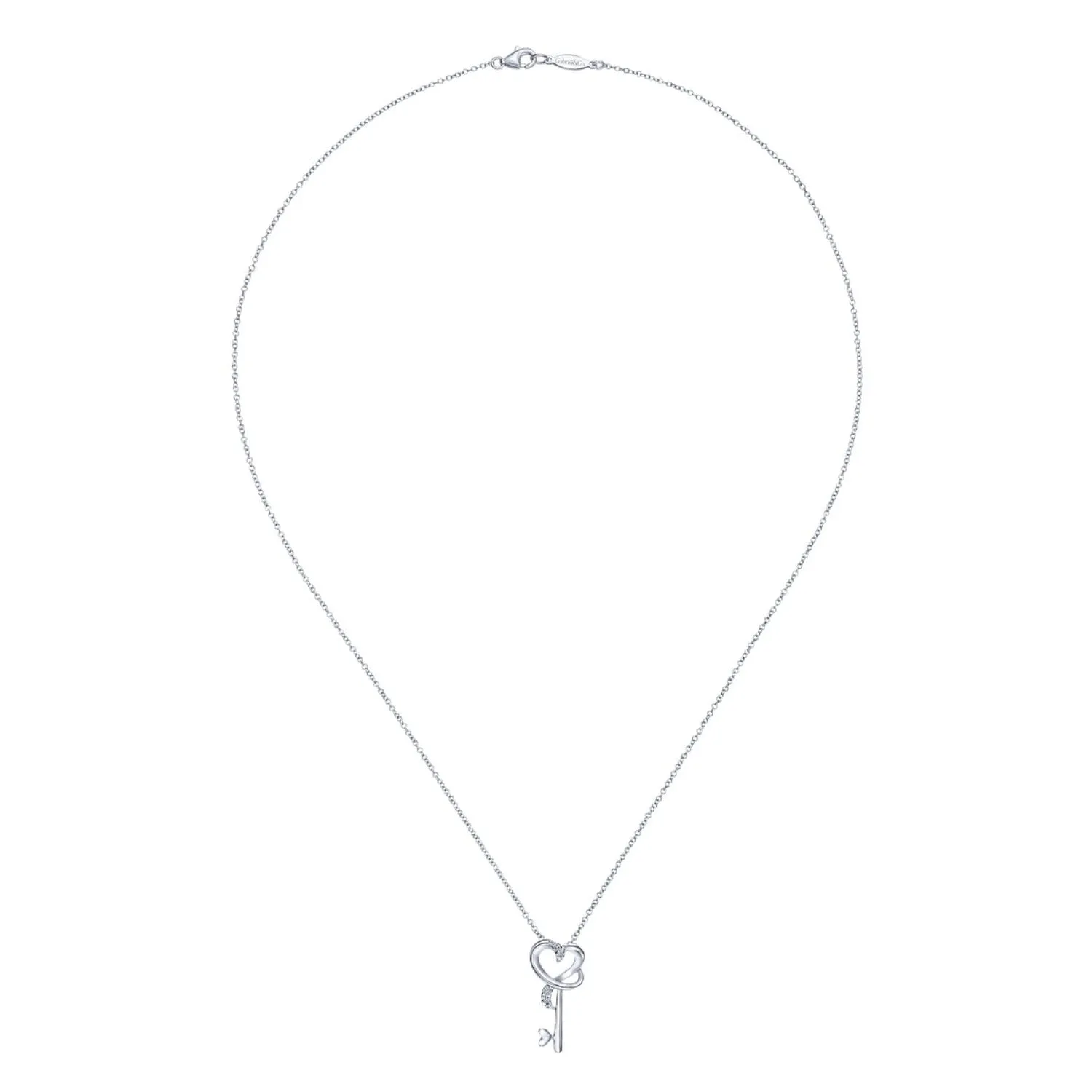 Gabriel & Co Sterling Silver "Key to Her Heart" Diamond Pendant