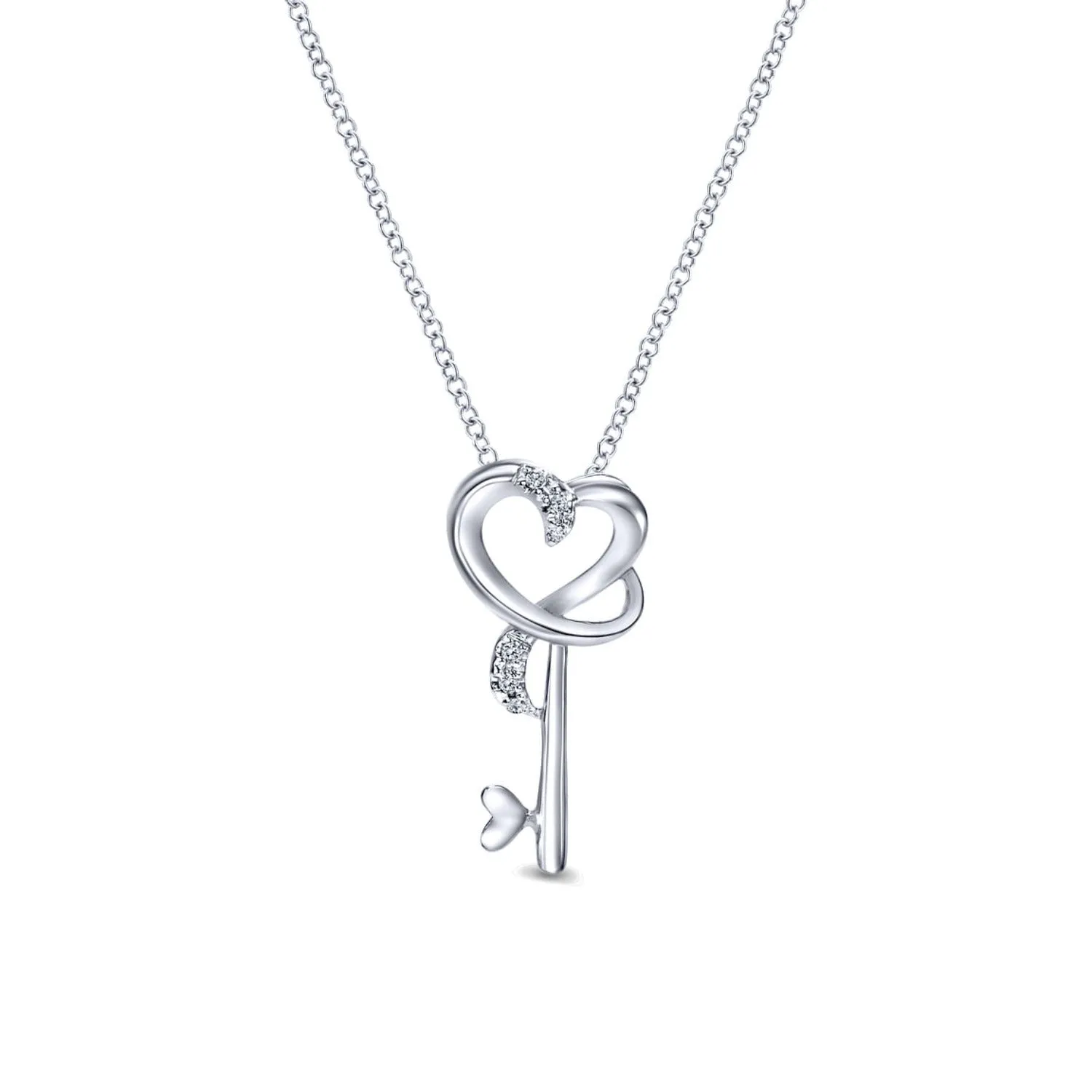 Gabriel & Co Sterling Silver "Key to Her Heart" Diamond Pendant