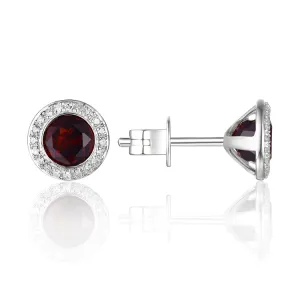 Garnet & Diamond Halo Earrings