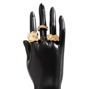 Geometric 3pcs Irregular Pleated Open Ring Set