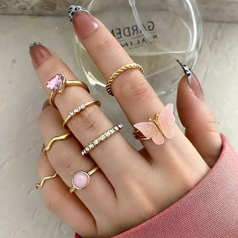 Geometric Hemp Rings Set