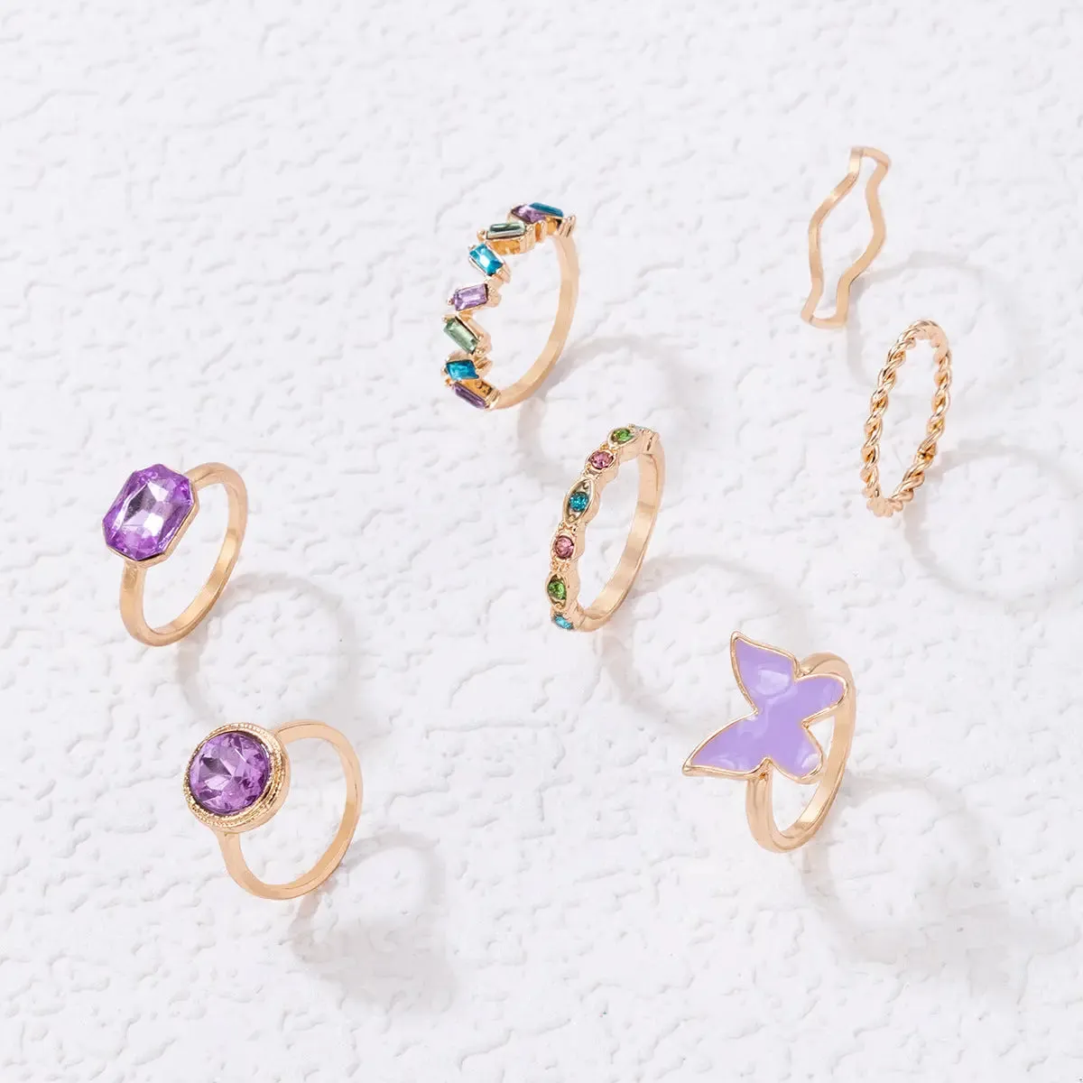 Geometric Hemp Rings Set