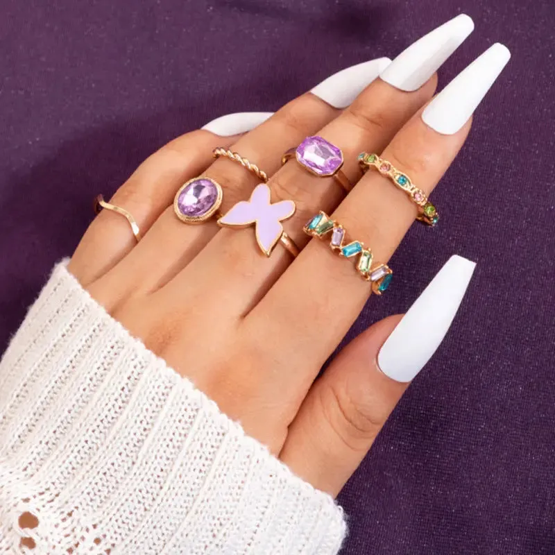 Geometric Hemp Rings Set