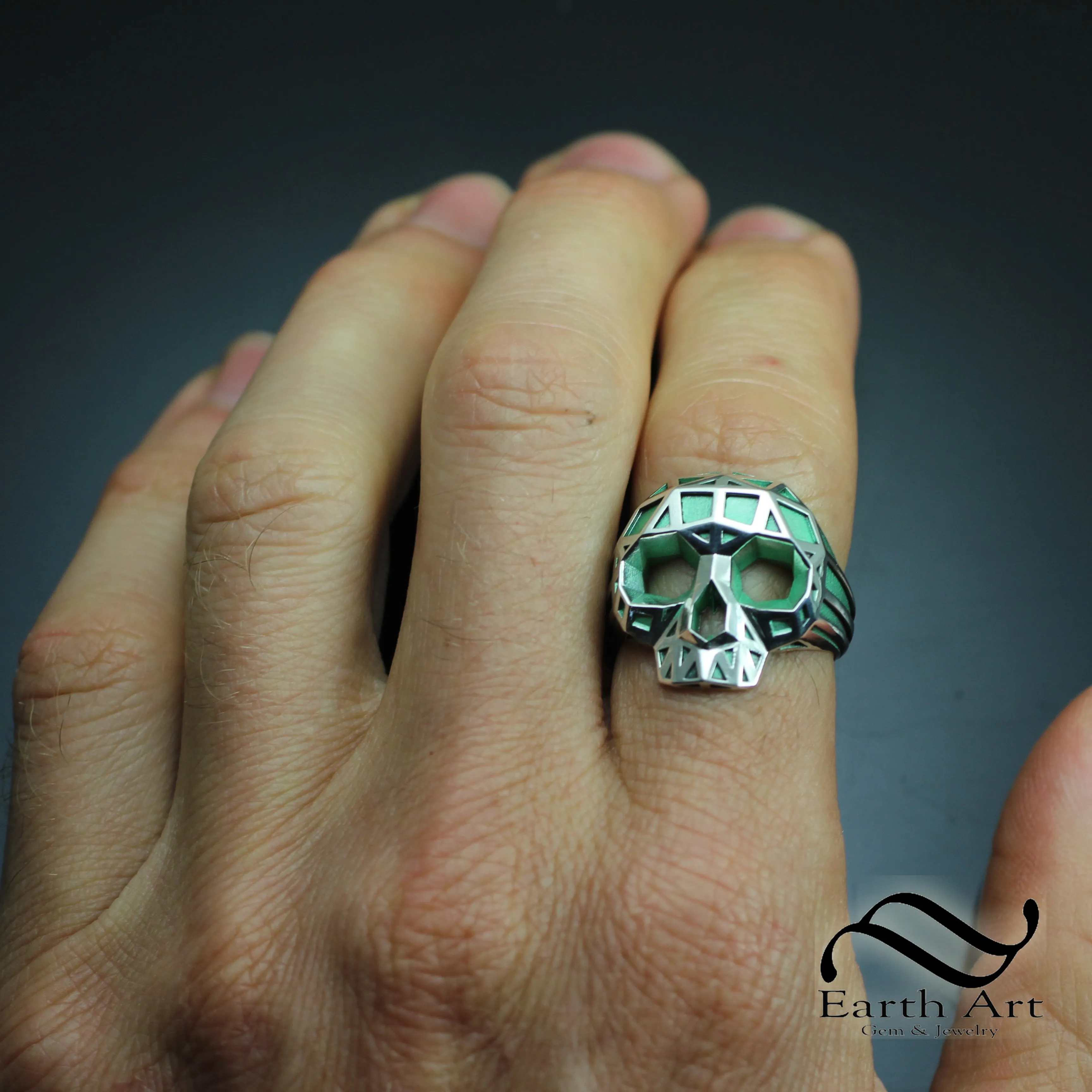 Geometric Skull ring with Ceramic Plating