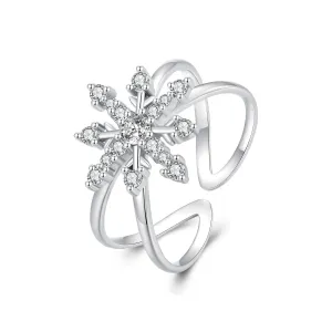 Geometric Snowflake Open Ring