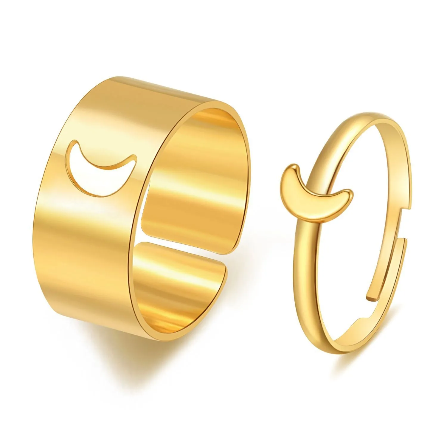 Geometric Star Moon Couple Ring Punk Style