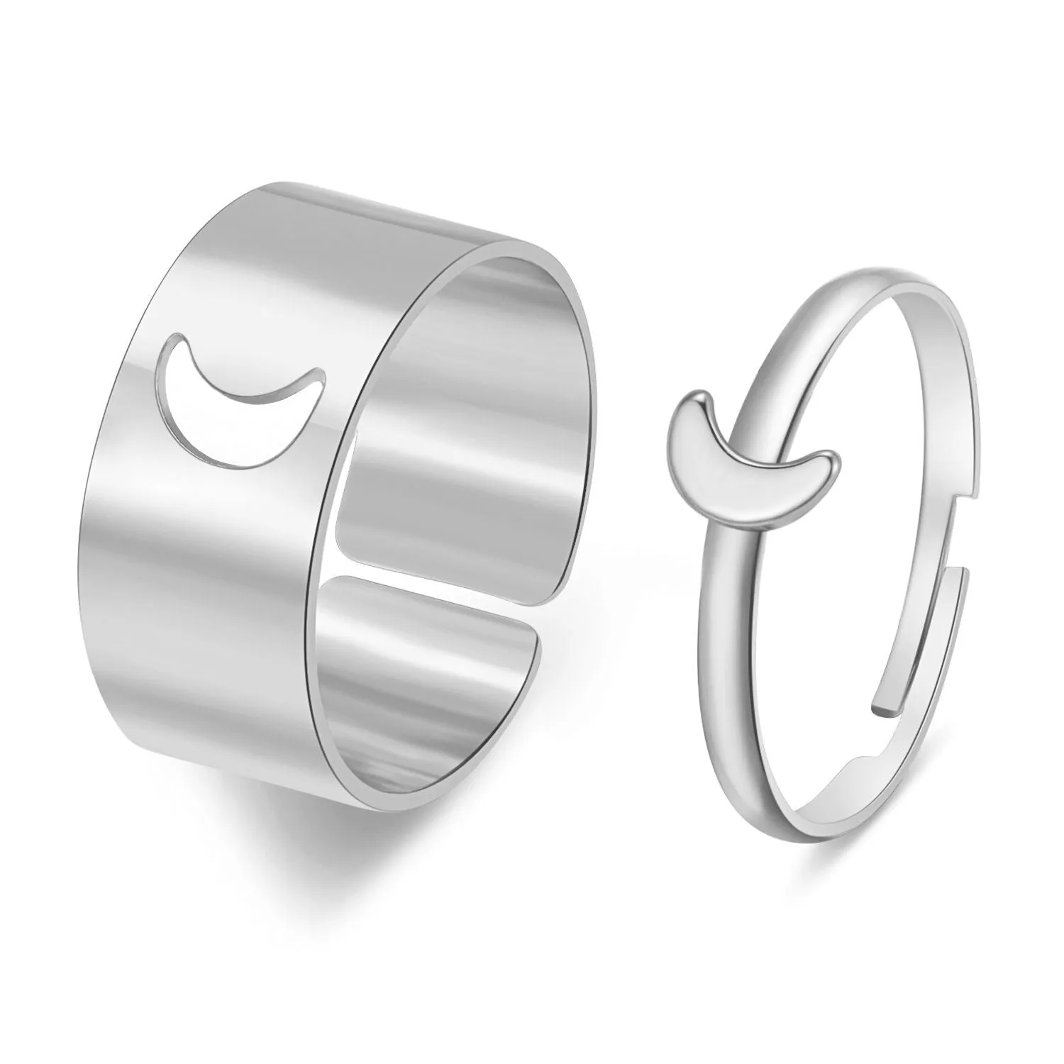 Geometric Star Moon Couple Ring Punk Style
