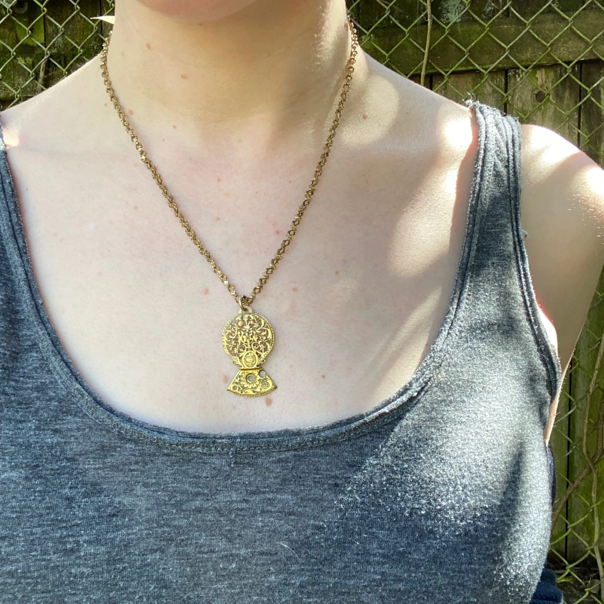 Georgian Watch Cock Necklace with Handmade Flower Chain