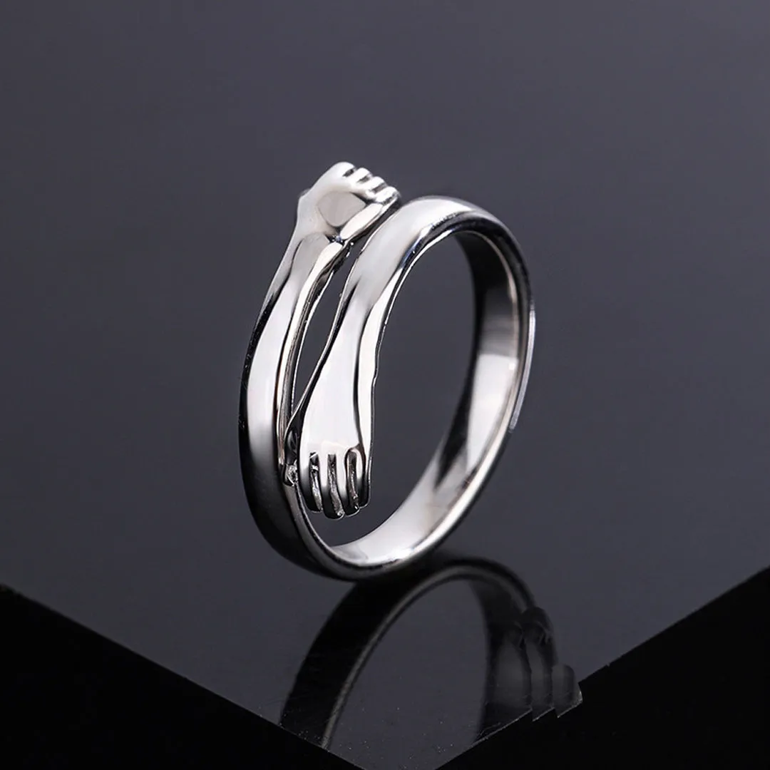 Gift Box of Couple Heart Bracelet and Hug Ring
