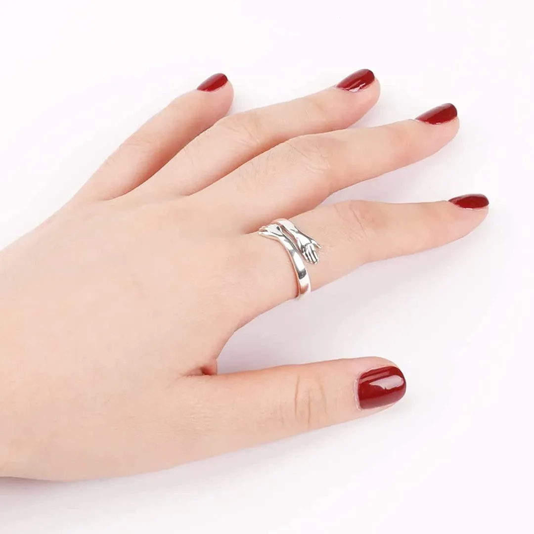 Gift Box of Couple Heart Bracelet and Hug Ring