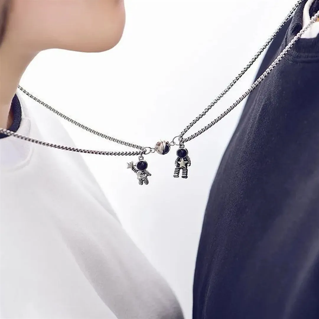 Gift Box of Couple Heart Bracelet, Astronaut Pendant, Ring and Earrings