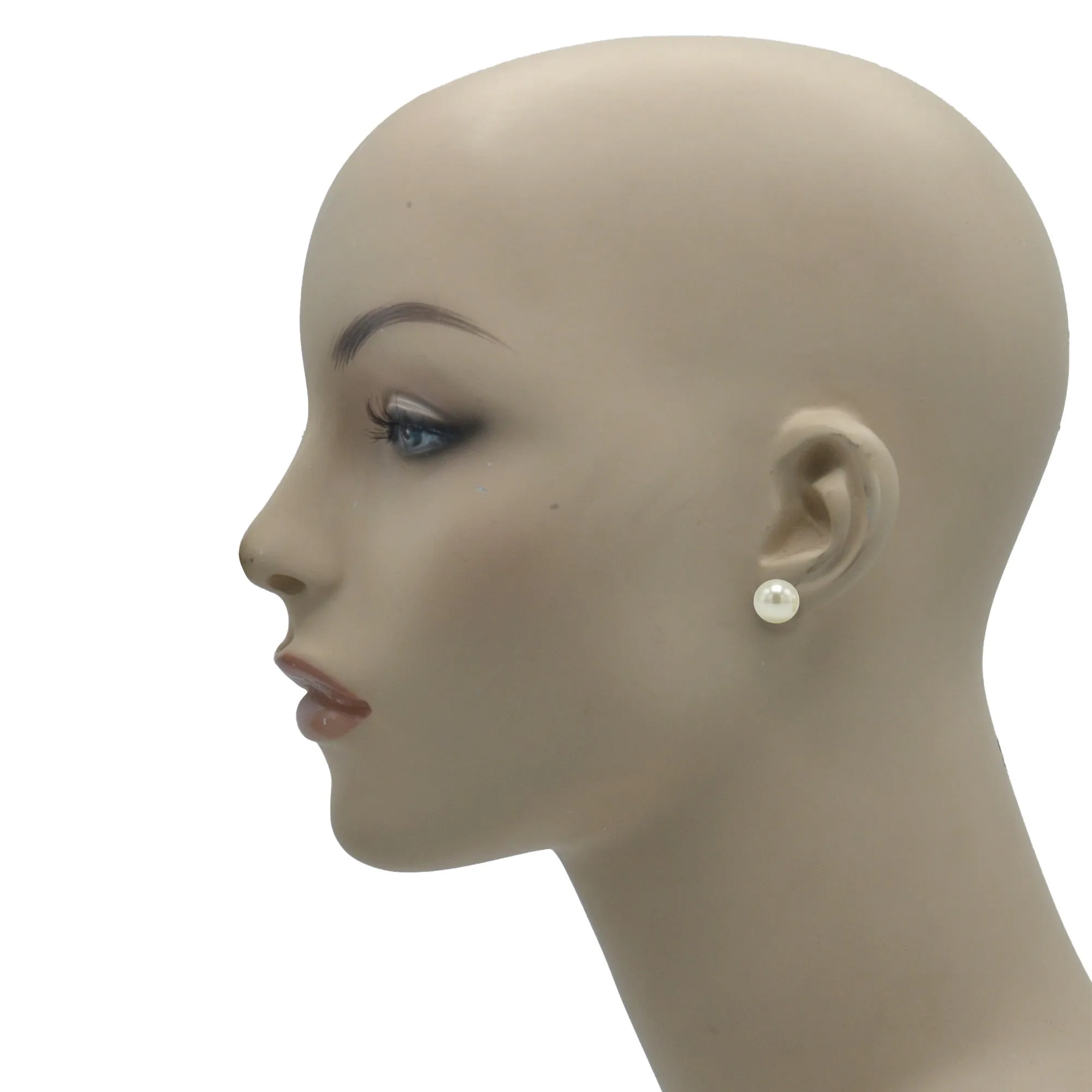 Gold 12 mm Cream Pearl Stud Earring #HNE90895-12MMGDCM