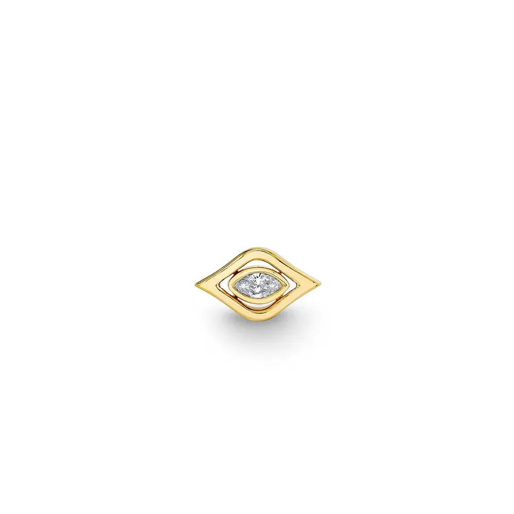 Gold & Diamond Floating Marquise Eye Stud