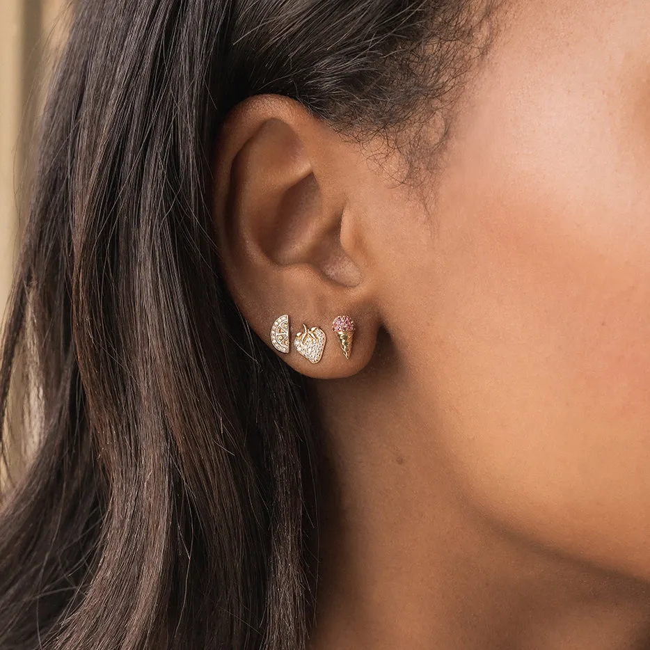 Gold & Diamond Lemon Slice Stud