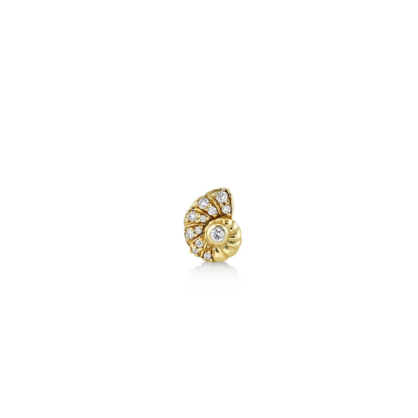 Gold & Diamond Nautilus Shell Stud