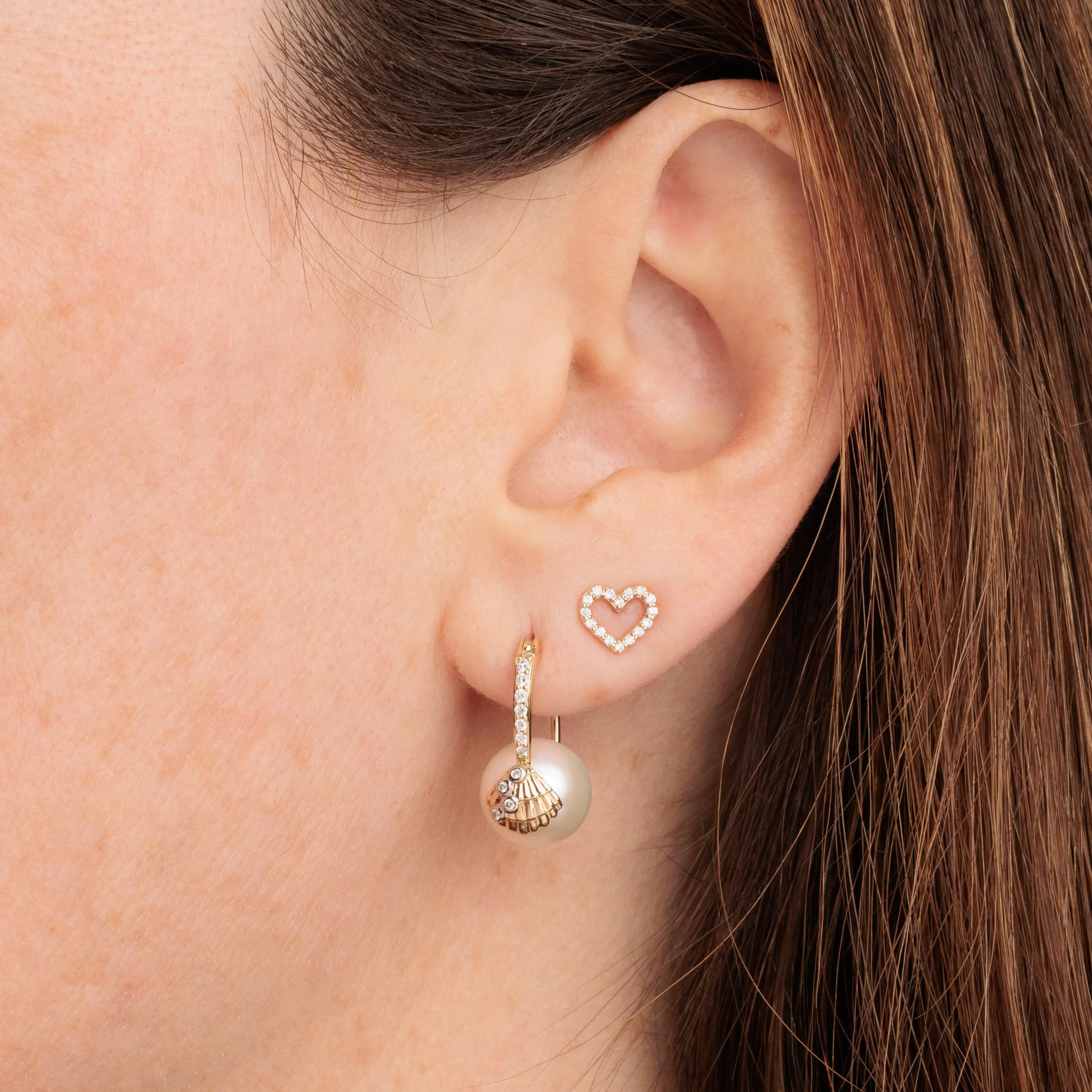 Gold & Diamond Open Heart Stud