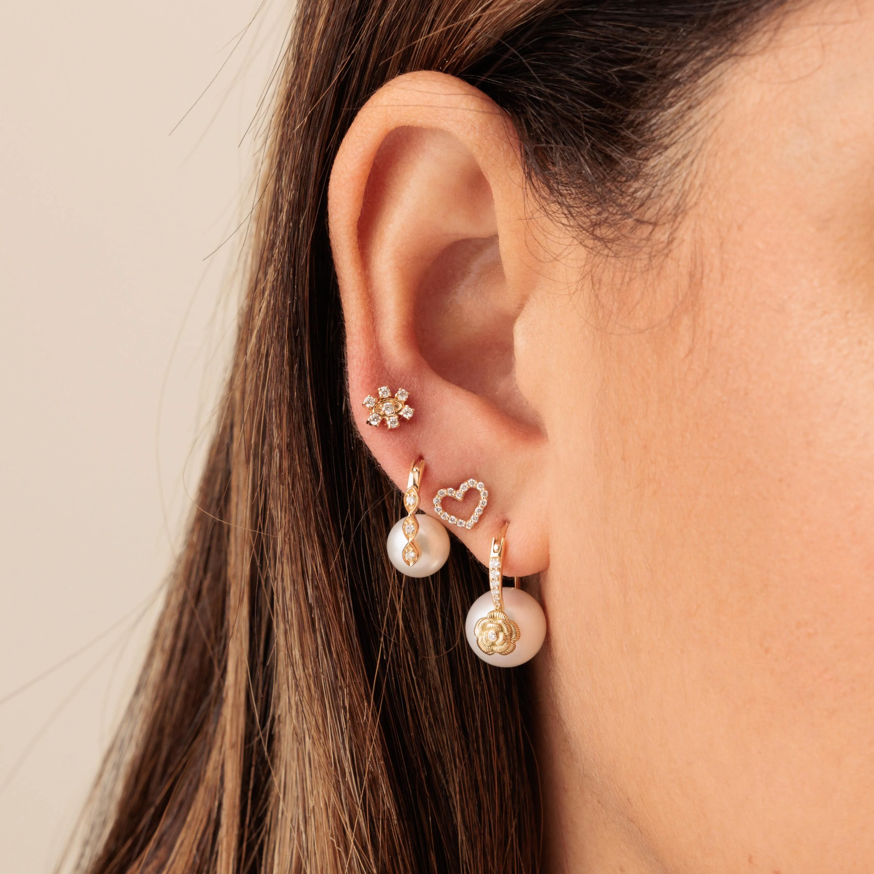 Gold & Diamond Open Heart Stud