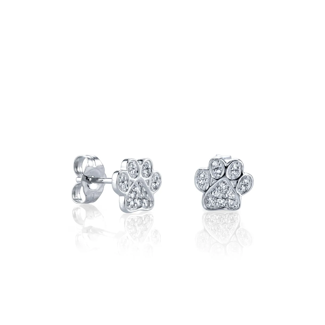 Gold & Diamond Small Paw Stud