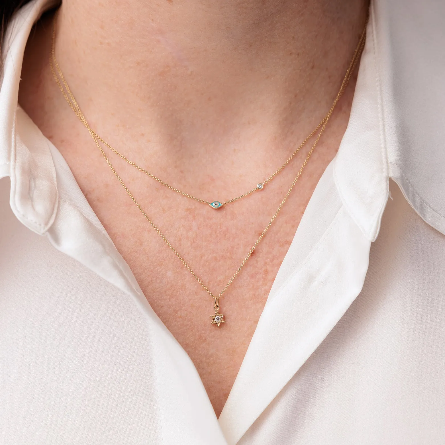 Gold & Diamond Star of David Charm