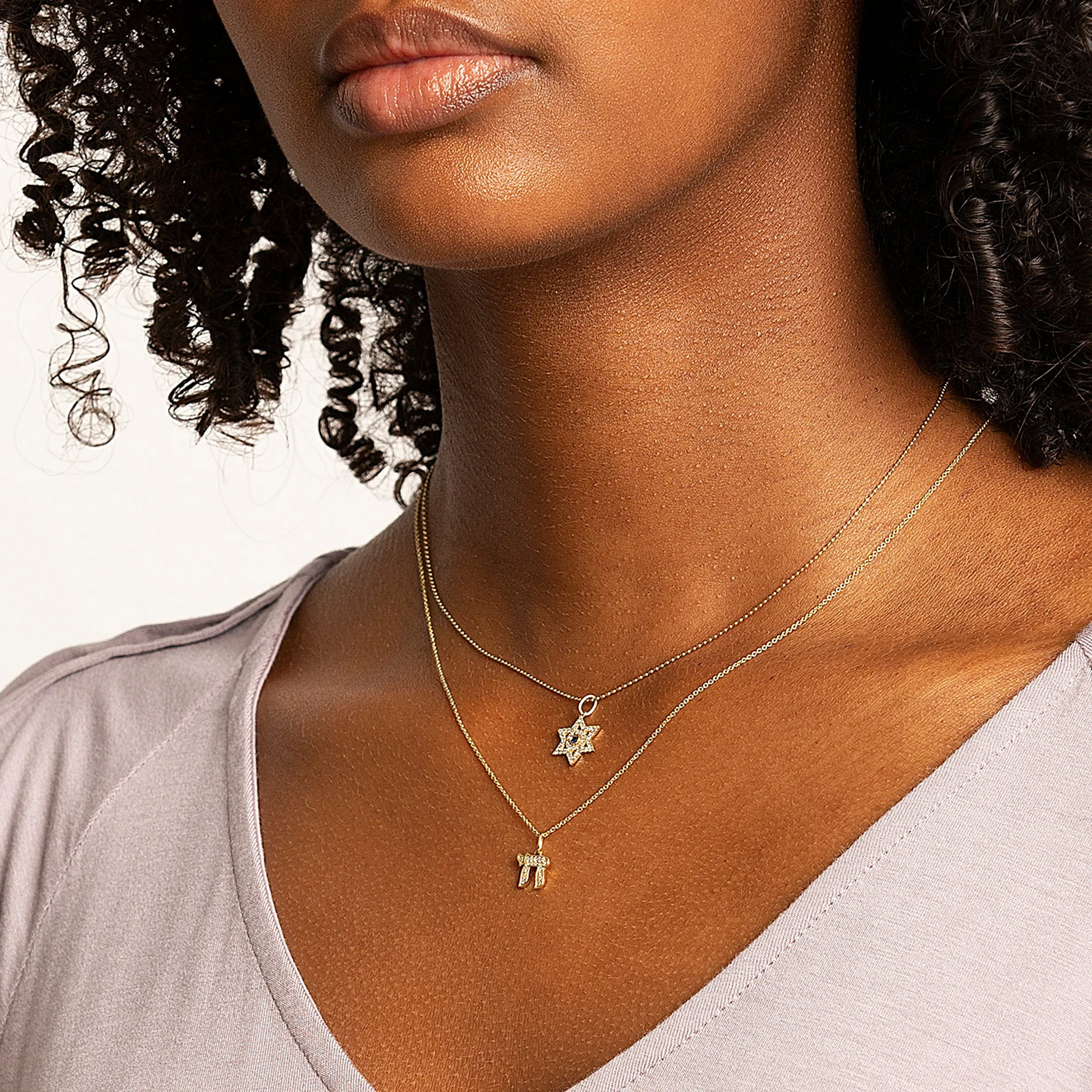 Gold & Diamond Star of David Charm