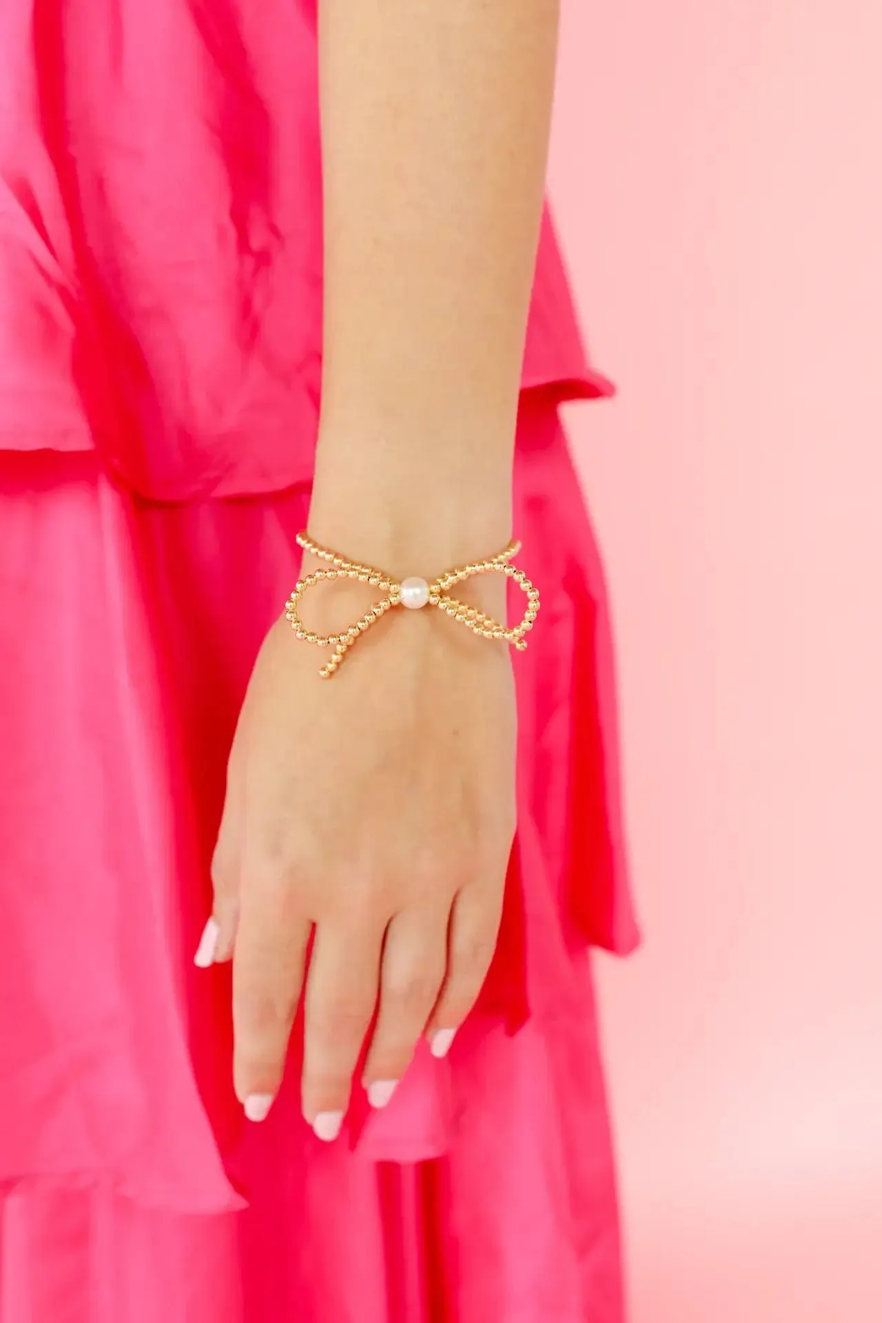 Gold Bow Bracelet: Extended 7.25